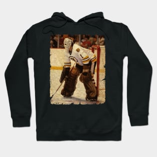 Gilles Gilbert, 1973 in Boston Bruins Hoodie